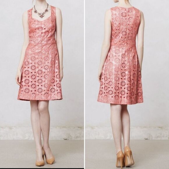 Anthropologie MAEVE Coralshine Floral Eyelet Dress 2 - Picture 1 of 8